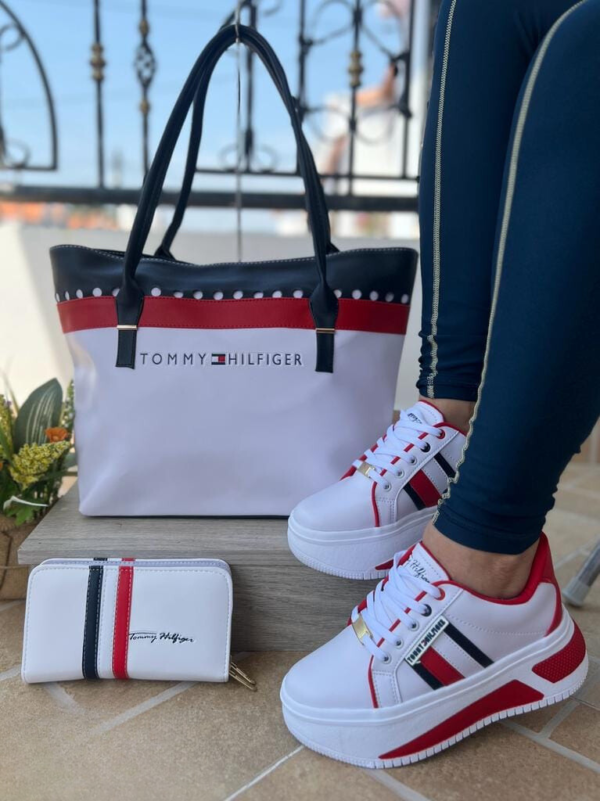 SET TOMMY HILFIGER BOLSO + TENIS + CARTERA